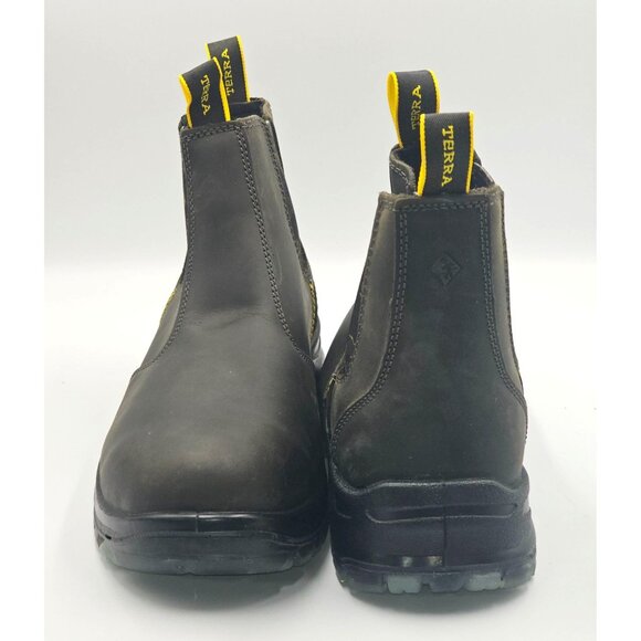 Terra Men's Black Leather Chelsea Soft Toe Pull-On Work Boots Size 10 2844 - Picture 3 of 16